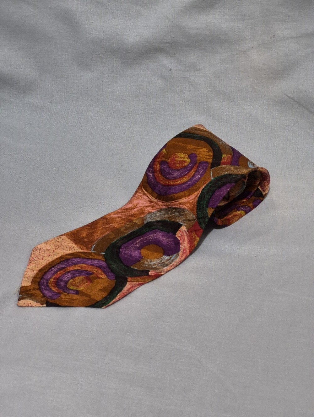 Men's Tino Cosma Abstract Circle Print Silk Tie in Orange & Purple